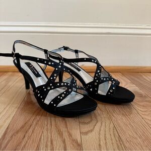 Nina Black Rhinestone Elegant Heels